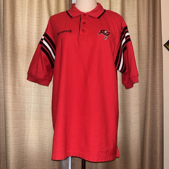 NFL Tampa Bay Buccaneers Mens Polo size Large Red Black White - Picture 1 of 14